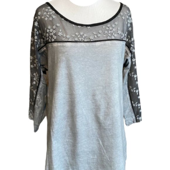angelsneverdie Tops - Angelsneverdie Embroidered Tunic Tee - Gray - 2/L